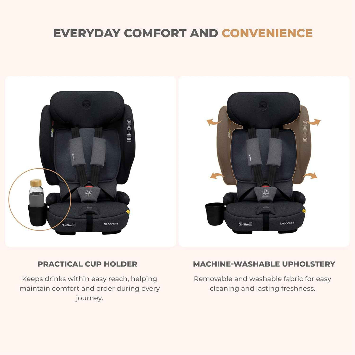 Neobreez GENTO Compact Air Travel Car Seat,i-Size ECER129,Adjustable Headrest,Side Impact Protection,ISOFIX&Top Tether,Compact Foldable&Portable. - Adenzo Comfies