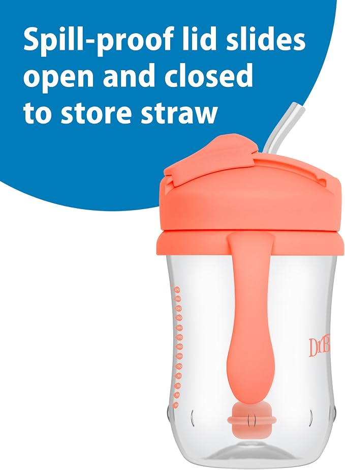 Dr. Brown's Milestones Baby's First Straw Cup, Coral, 1-Pack. - Adenzo Comfies