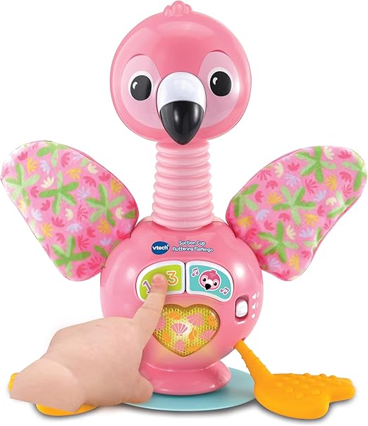 VTech Baby Suction Cup Fluttering Flamingo, Baby Sensory Toy with Colours, Numbers & Music, Suction Cup Base, Gift for Ages 6, 9, 12 Months+, English Version - Adenzo Comfies
