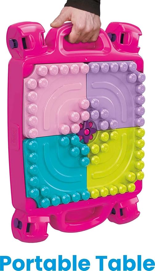 MEGA BLOKS First Builders Toddler Blocks Toy, Build 'n Learn Portable Activity Table with 30 Pieces and Built-In Storage, Kids Ages 1+ Years