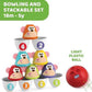 Chicco Monkey Strike Kids Bowling Pin Set - Skittles Game for Kids with 6 Separable Pins, Stackable in 12 Pieces, Light Ball Included - Bowling Skittles Toys, Gifts for Children 18 Months to 8 Years