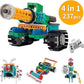 Stem Intelligent Variety Blocks, Toy Building Blocks, 4 in1 Deformation Robot, DIY 3D Puzzle, 237 Piece Electric Toy, Tank, Robot Kit, Robot Car, RC Car, Battle Tank, Mini Four 4WD, Knight, Buildable, Science Toy, Boy's Toy, Battery Powered Motor
