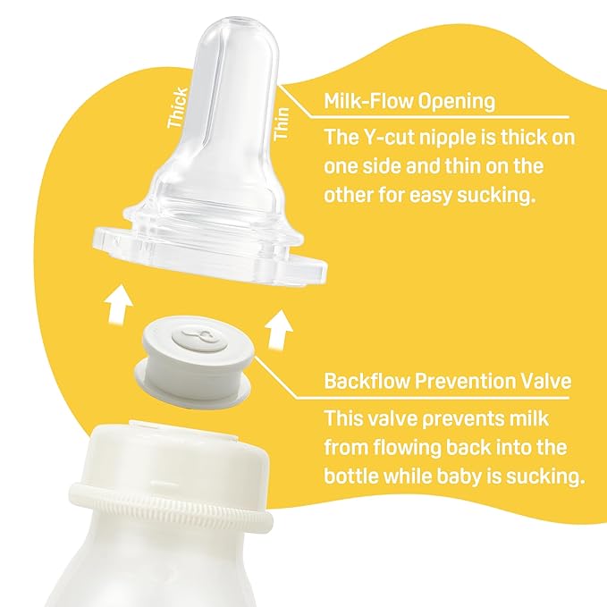 Pigeon Cleft Palate Nursing/Baby Feeding Bottle 240 ml | Adjustable Milk Flow Feeder | short Silicone Nipple | BPA & BPS Free | for Newborns | Transparent - Adenzo Comfies