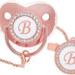 Bling Personalized Baby Pacifier with Pacifier Clips and Anti-dust Cover A-Z 26 Letters.