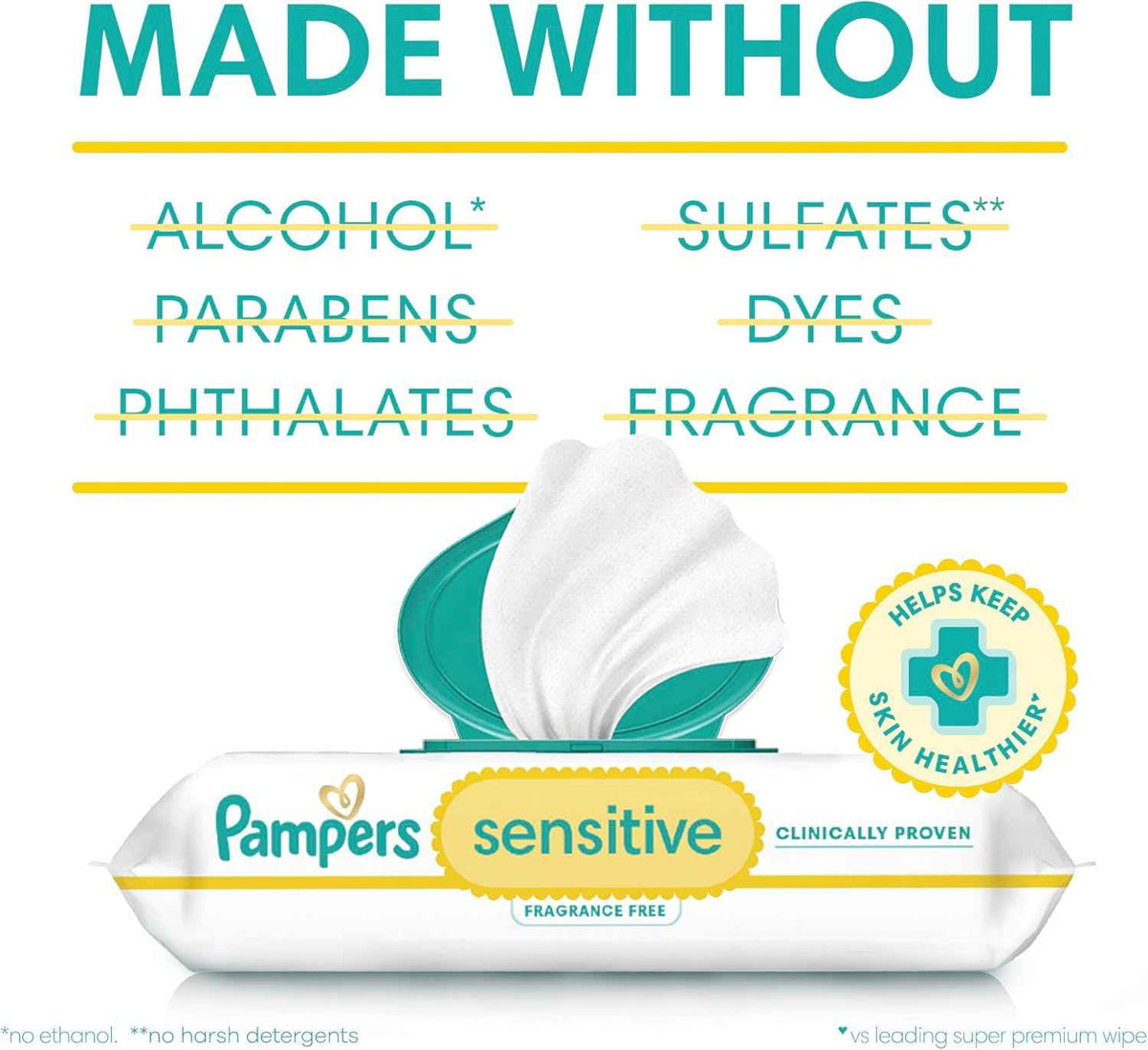Pampers Sensitive Baby Wipes – Perfume Free, 56 Count Pop‑Top Pack