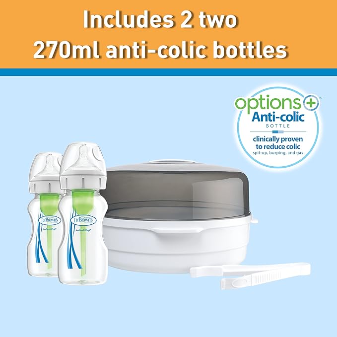 Dr. Brown's Microwave steam sterilizer - comes with 2 x 270ml options+wide neck bottles - Adenzo Comfies