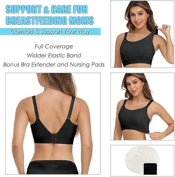 Hands Free Pumping Bra Hands Free Breast Pumping Bra Nursing Bras for Pumping Adjustable Breast Pumps Holding and Holding Nursing Bra -Large .
