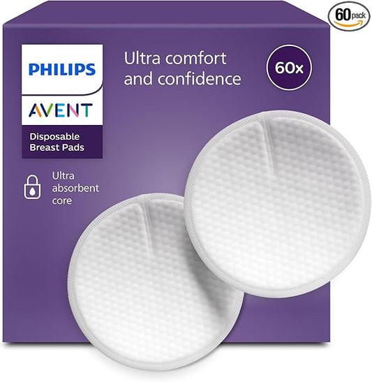 Philips Avent Disposable Breast Pads, SCF254/61, (Pack of 60) Transparant - Adenzo Comfies
