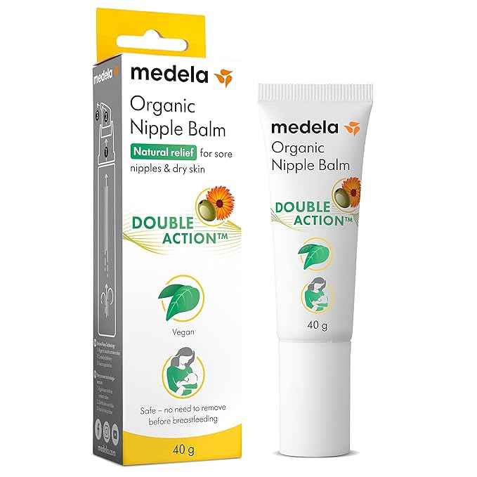 Medela Organic Nipple Cream & Pumping Lubricant, Soothes & Nourishes for Breastfeeding, Made with Natural Ingredients, Provides Fast Relief for Sore Nipples, Postpartum Essential, 1.34 fl oz - Adenzo Comfies