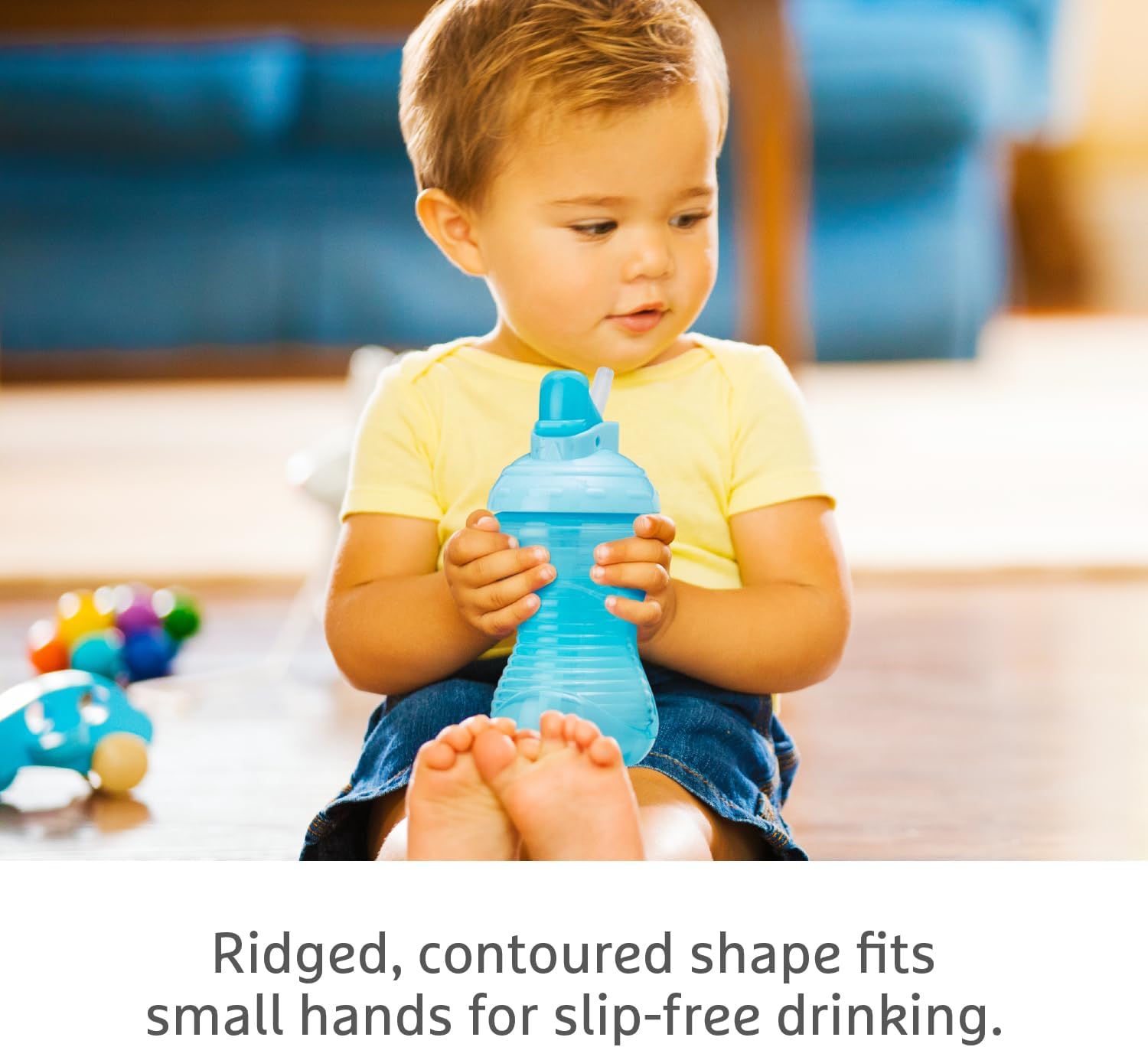 Munchkin Mighty Grip Cups with Straw | Trainer Toddler & Baby Bottle with Straw| BPA Free | Non Spill |Leakproof | Baby Weaning Cup from 12+ Months |Toddler Bottle - Adenzo Comfies