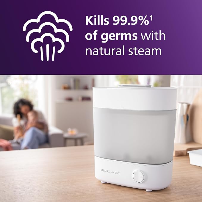 Philips Avent Advanced Bottle Steriliser, Kills 99.9% of Germs, 10 min Sterilising Cycle - SCF291/01 - Adenzo Comfies