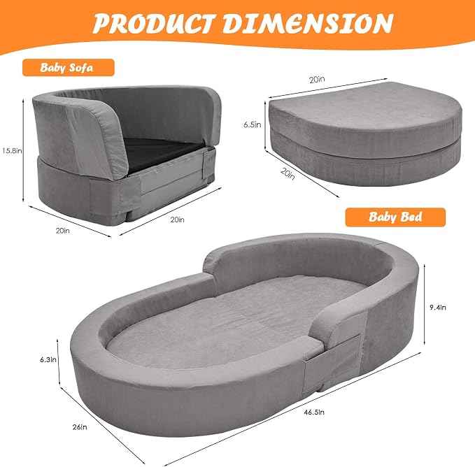 SUNYRISY Portable Toddler Travel Bed, 2-in-1 toddler floor bed, kids Travel Bed Sofa Chair toddler travel cot , Foldable Toddler Camping Bed. - Adenzo Comfies