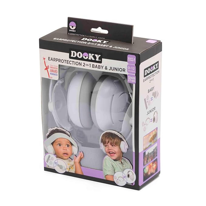 Dooky Kids Noise Cancelling Earmuffs | Baby & Junior Ear Protection Headphones for Kids (0–12 Years) | Adjustable Hearing Protection for Travel, Events & Study.