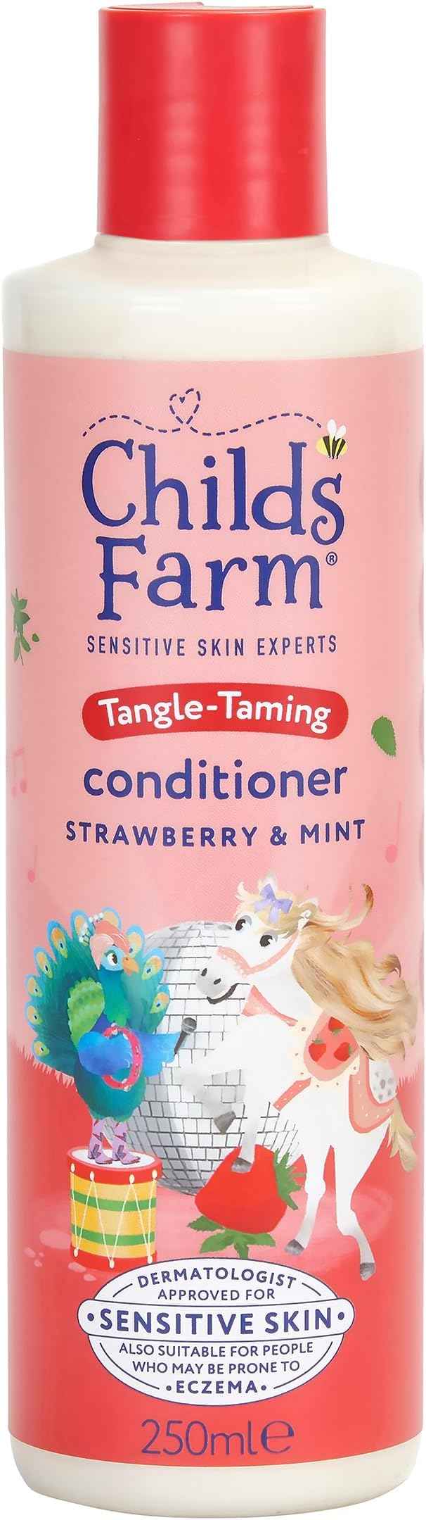 Childs Farm Tangle Taming Conditioner, Straight or Wavy Hair, Gentle, Tear Free, Strawberry and Mint, Kids, Baby, 250ml