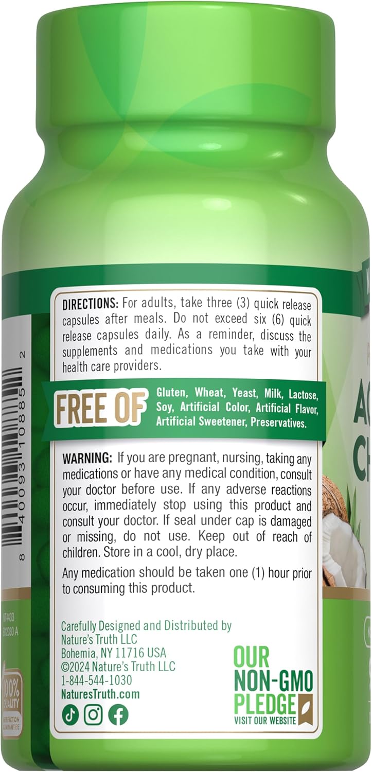 Nature's Truth Activated Charcoal Capsules | 90 Count | Non GMO & Gluten Free Supplement