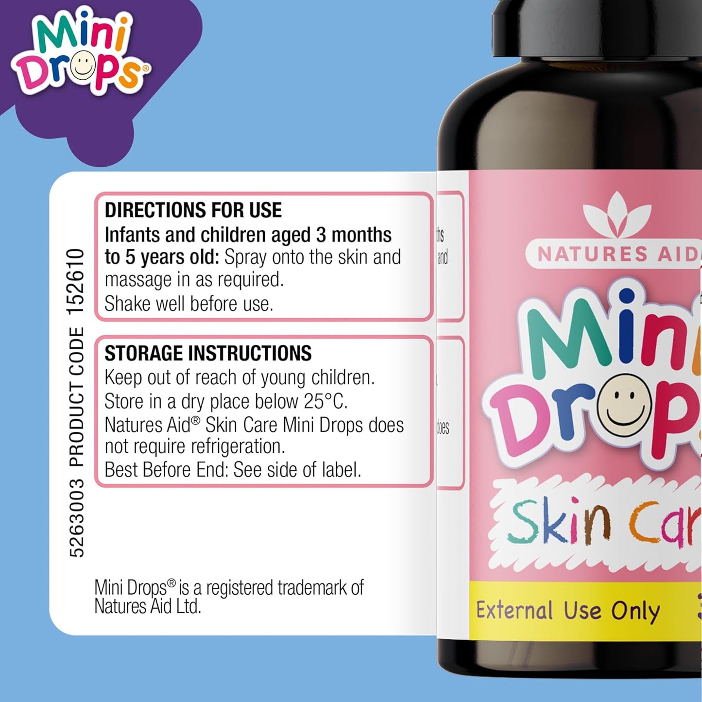 Natures Aid Mini Drops Vitamin E Skin Care - 30ml - Natural Daily Skincare Oil for Children 3 Months - 5 Years Supports Healthy Sensitive Skin - Easy-to-Use Spray for Babies Kids Toddlers Baby Massage