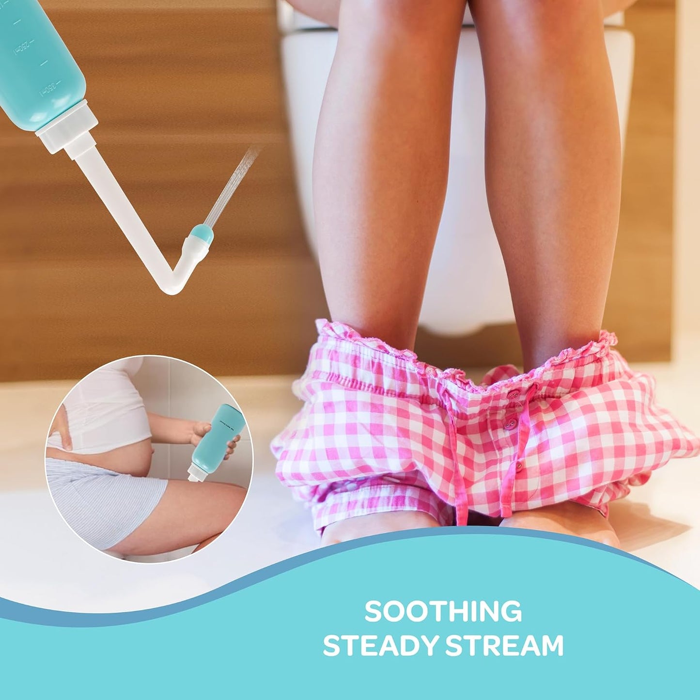 The MOON Brand Perineal Wash Bottle for Postpartum Care – Portable Bidet with Upside - Down Retractable Nozzle for Easy Storage, Leak - Free Gentle Flow – BPA - Free, 350ml, Hygienic & Maternity Essential - Adenzo Comfies
