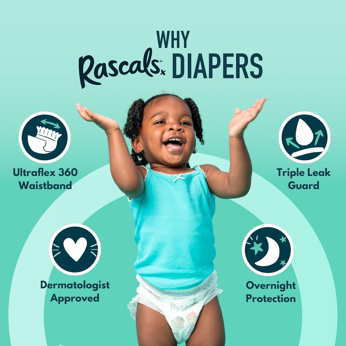 Rascals Premium Training Baby Diaper Pants - Easy Pull-Up Design Diaper Pants - Soft & Comfortable Diapers Pant Size 4 - Ultra Flex 360 Waistband - Adenzo Comfies