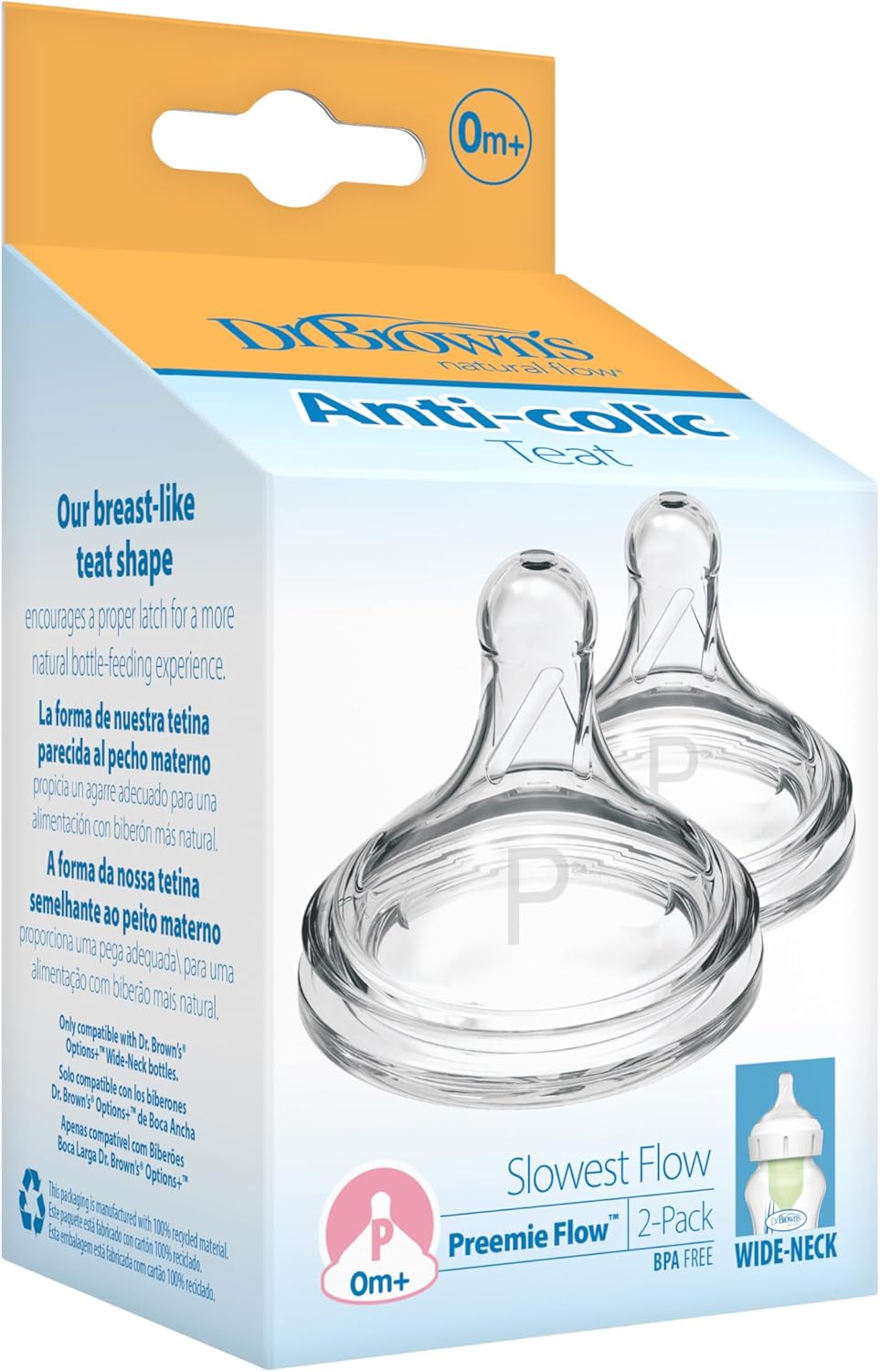 Dr Brown's Options Wide Neck Preemie Teats - 2pk
