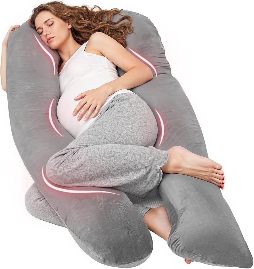 Nuliie Pregnancy Pillow for Sleeping, U Shaped Full Body Pillow | Washable Velvet Cover, Support for Back, Hips, Legs for Pregnant Women and Side... - Adenzo Comfies