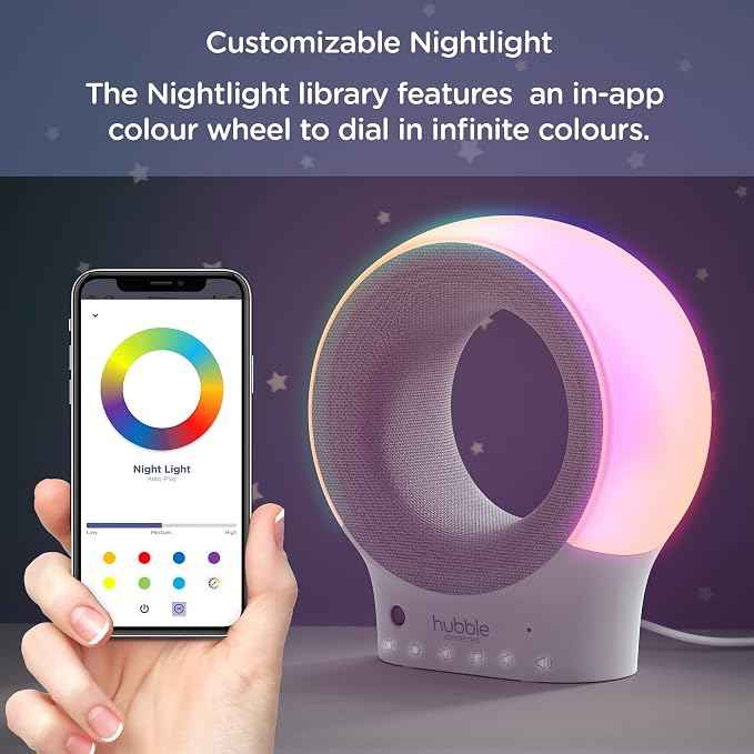 Hubble Eclipse Smart Baby Audio Monitor & Soother with 7-Colour Night Light, Speaker with Calming Music & Sleep Tracks, Room Temperature Sensor, Sleep Trainer with Wi-Fi connectivity.