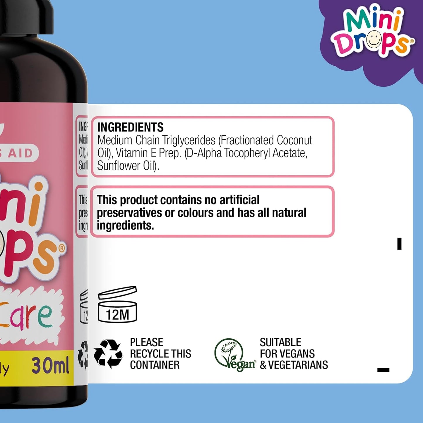 Natures Aid Mini Drops Vitamin E Skin Care - 30ml - Natural Daily Skincare Oil for Children 3 Months - 5 Years Supports Healthy Sensitive Skin - Easy-to-Use Spray for Babies Kids Toddlers Baby Massage