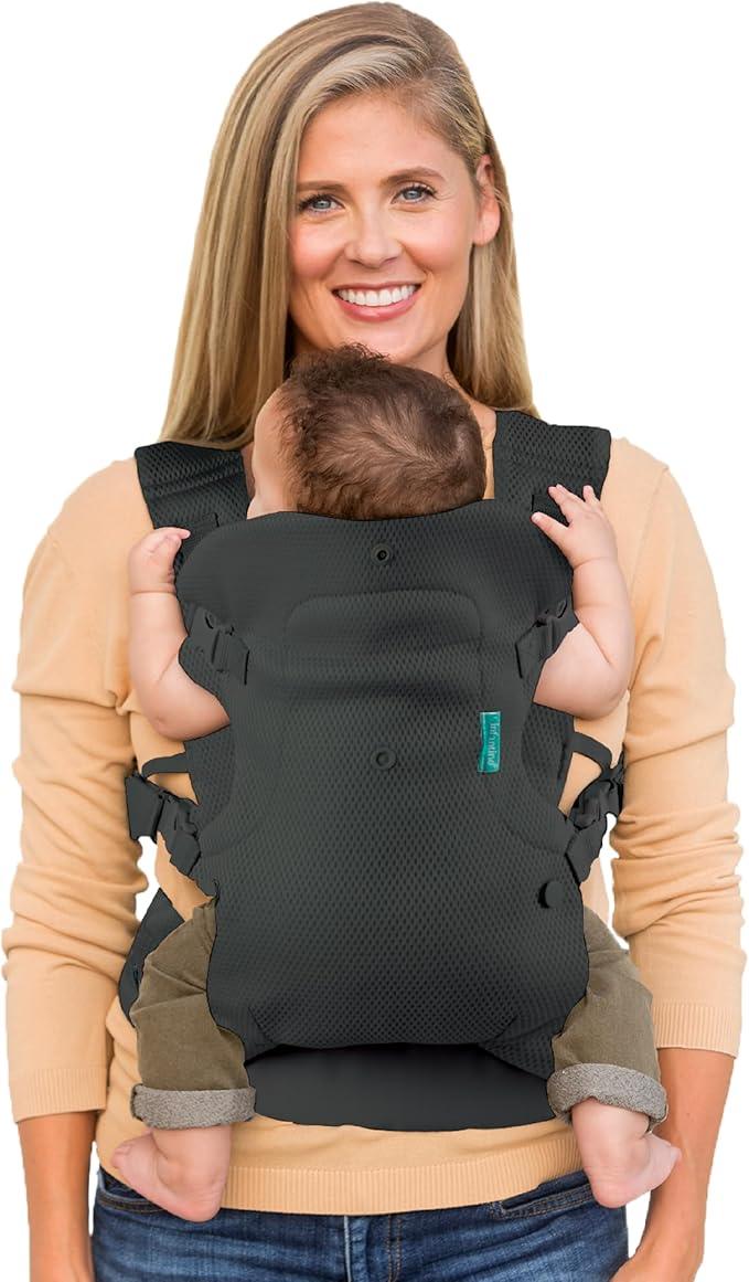 Infantino Flip 4 - in - 1 Light & Airy Convertible Baby Carrier, Adjustable, Ergonomic Babywearing, Registry Essential, Baby Carrier for Newborn to Toddler - Adenzo Comfies