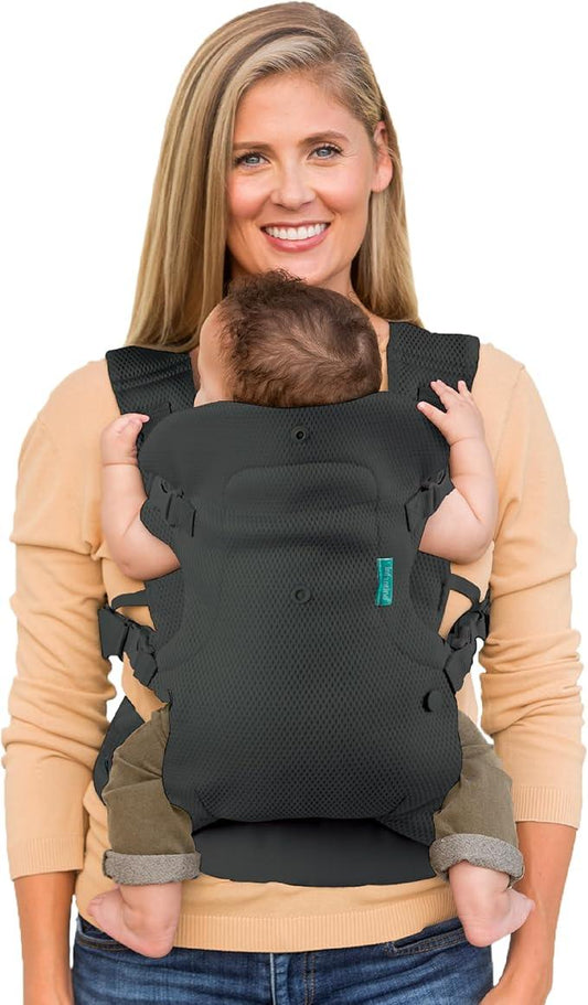 Infantino Flip 4 - in - 1 Light & Airy Convertible Baby Carrier, Adjustable, Ergonomic Babywearing, Registry Essential, Baby Carrier for Newborn to Toddler - Adenzo Comfies