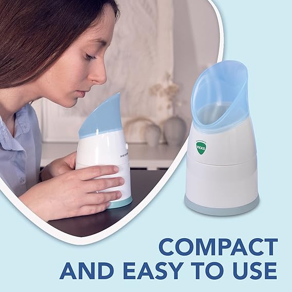 Vicks Portable Steam Inhaler – Personal Steam Therapy for Nasal & Sinus Relief, Travel-Friendly Vaporizer with 2 Vicks Scent Pads - Adenzo Comfies