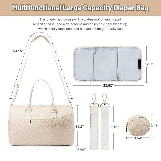 LOVEVOOK Diaper Bag Tote with Pacifier Case and Changing Pad, Large Capacity Mommy Bag for Hospital and Weekender Travel, Functional Baby Bag Newborn Baby Essential, Grey - Adenzo Comfies