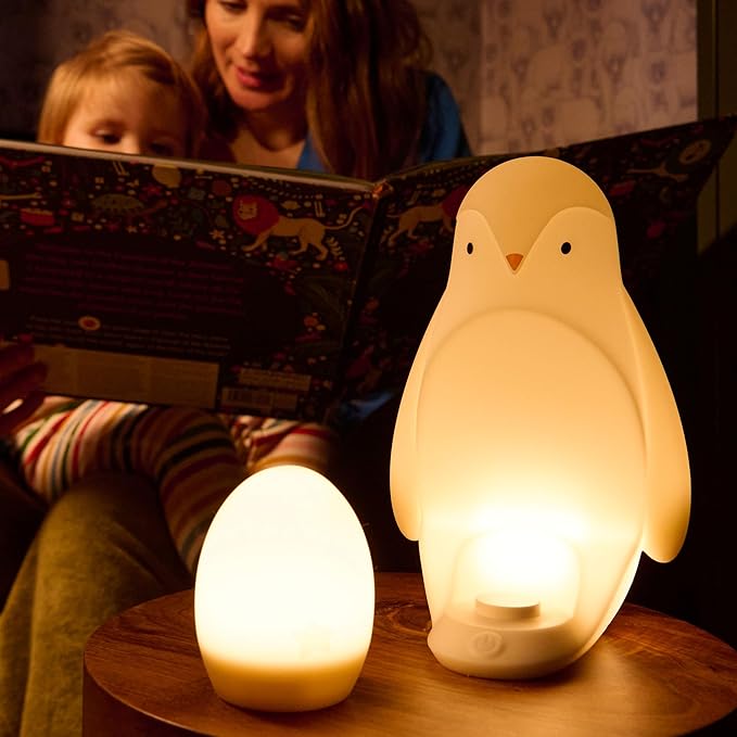 Tommee Tippee 2 - in - 1 Portable Penguin Nursery Night Light, Reassuring Portable Egg Light to Promote Independent Sleep, Adjustable Brightness, USB - Powered - Adenzo Comfies