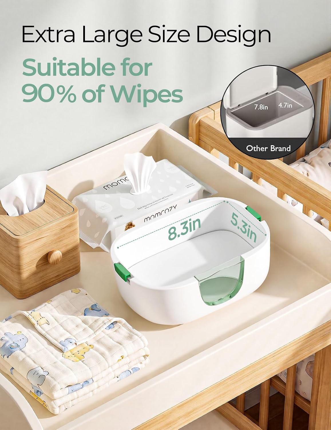 Momcozy Baby Wipe Warmer, Innovative Spring Design,Large Capacity Dispenser | Wipe Warmer with Night Light, Fast and Even Heating.
