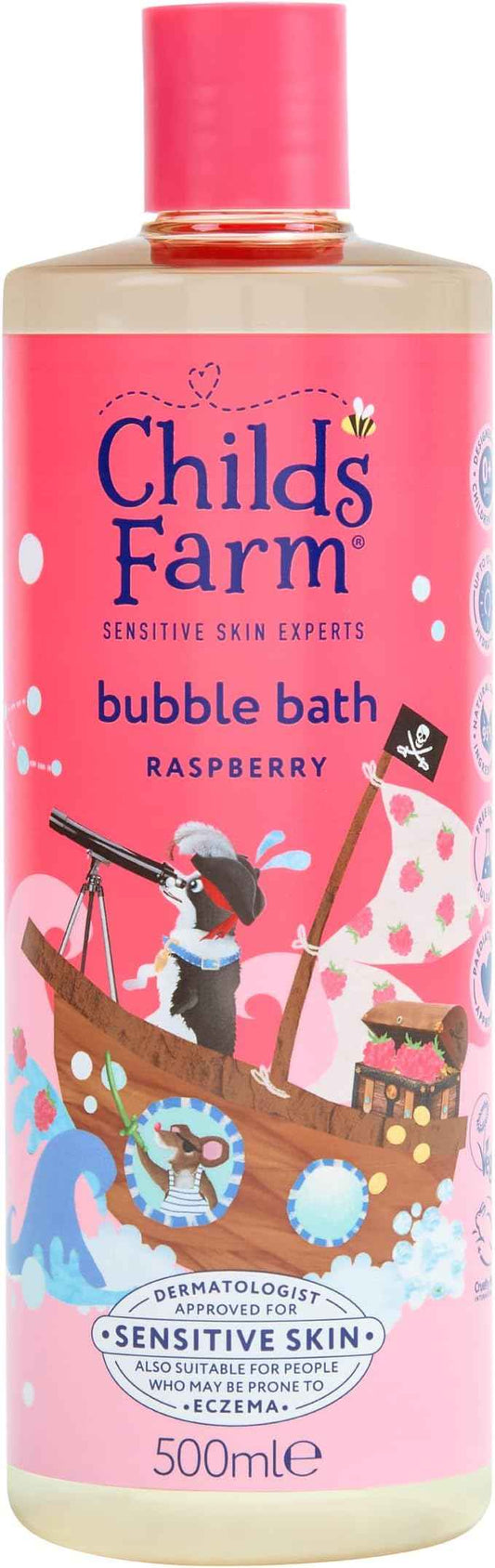 Childs Farm Kids Bubble Bath, Raspberry | Gently Cleanses & Soothes | Suitable for Dry, Sensitive Skin, 500ml - Adenzo Comfies