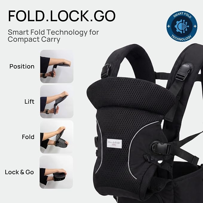 Haus & Kinder Baby Carrier for New Born | 8 in 1 Hip Seat Front and Back Carry Position Adjustable Straps Kangaroo Bags, Baby Carrier . - Adenzo Comfies