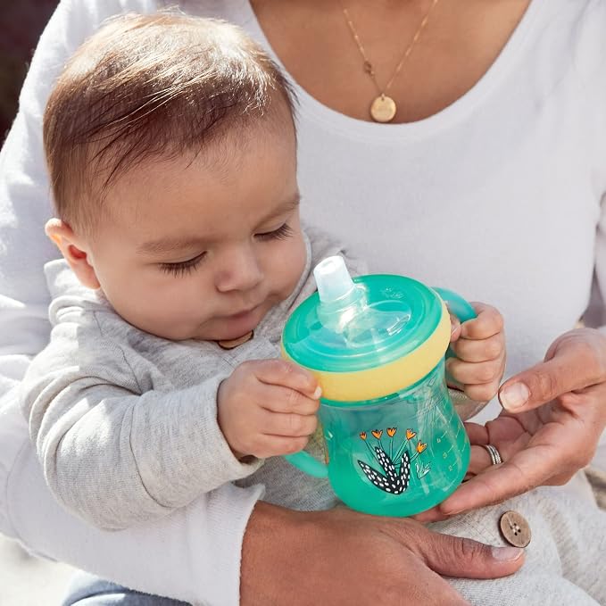 The First Years Soft Spout Trainer Toddler Cups - Leopard and Toucan -Jungle Themed Trainer Sippy Cups for Toddlers - 2 Count - Adenzo Comfies