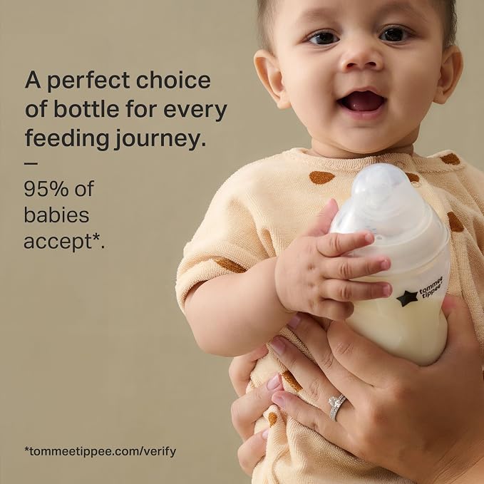 Tommee Tippee Baby Bottles, Natural Start Anti-Colic Baby Bottle with Slow Flow Breast-Like Teat, 260ml, 0m+, Self-Sterilising, Baby Feeding Essentials, Pond, Pack of 6.