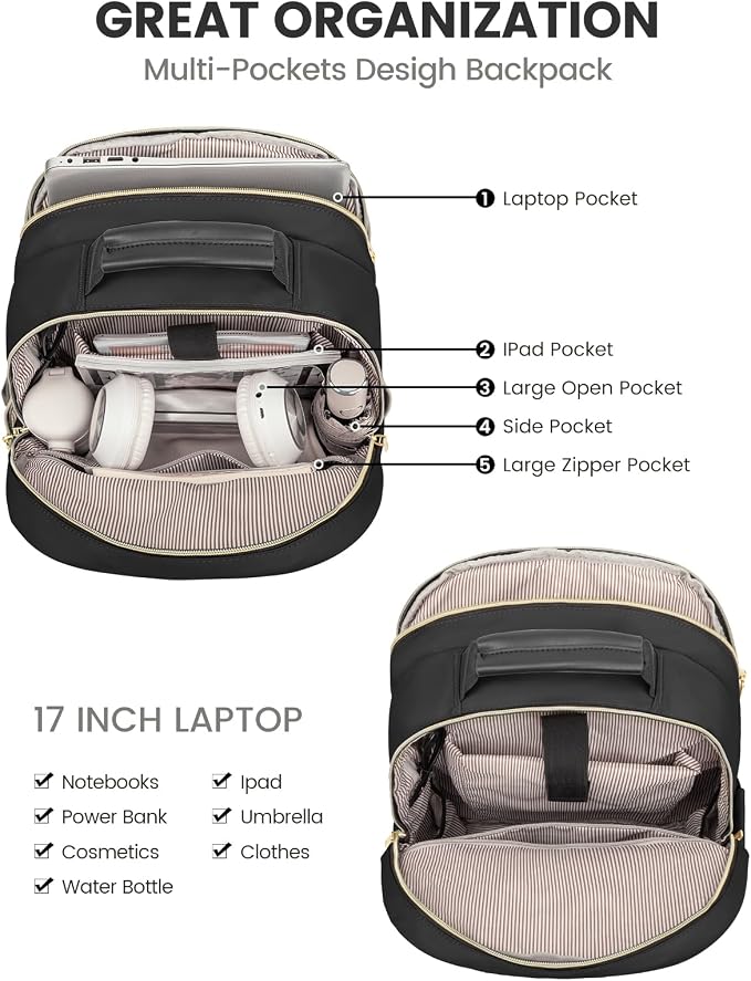 LOVEVOOK Laptop Backpack for Women, Travel Computer Work Bags with 17-inch Laptop Compartment, College School Student Bag Teen Backpacks For Girls, Hiking. - Adenzo Comfies