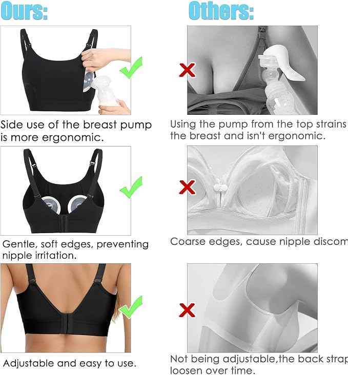Hands Free Pumping Bra Hands Free Breast Pumping Bra Nursing Bras for Pumping Adjustable Breast Pumps Holding and Holding Nursing Bra -Large .