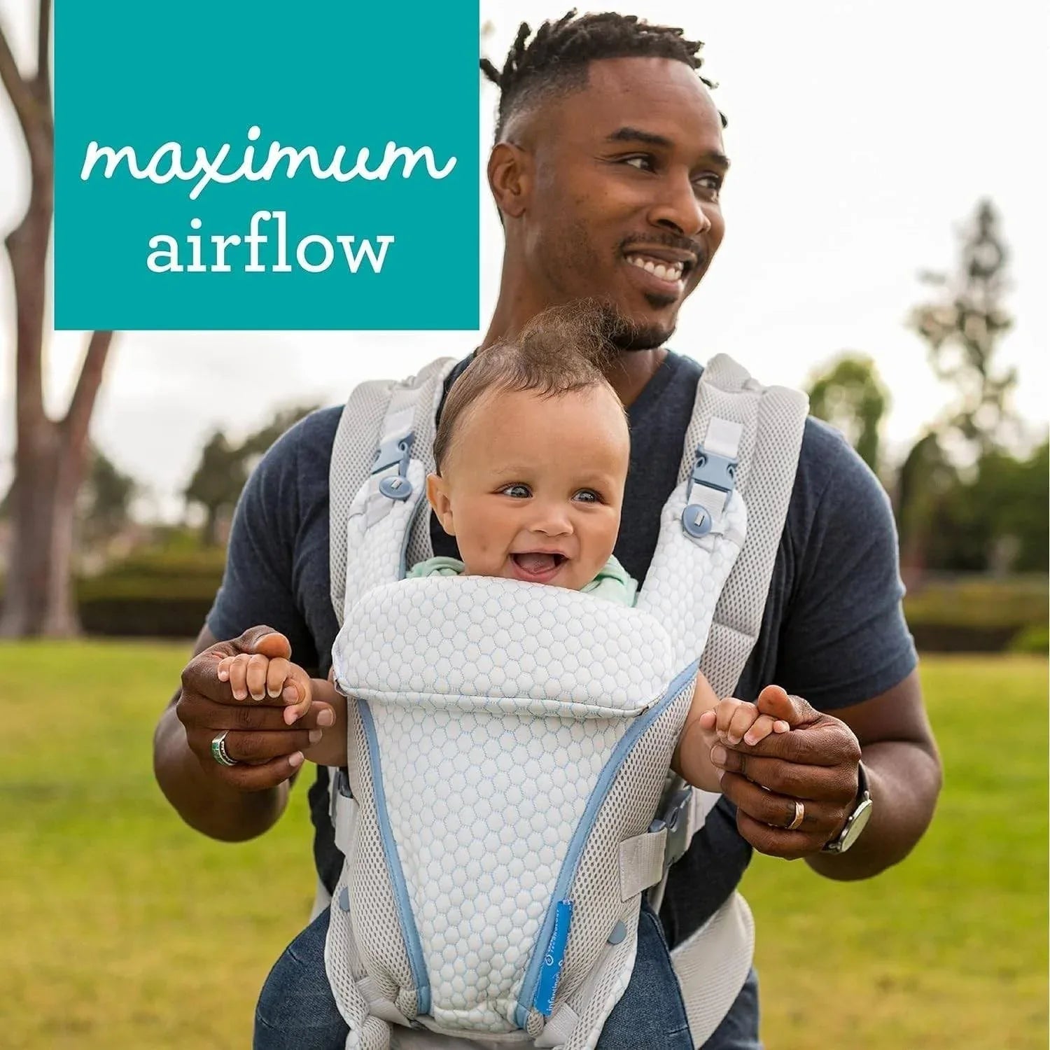 Infantino Staycool 4 - in - 1 Convertible Carrier, Ergonomic Design for Infant and Toddlers, 8 - 40 lbs with Storage Pocket, Gray - Adenzo Comfies