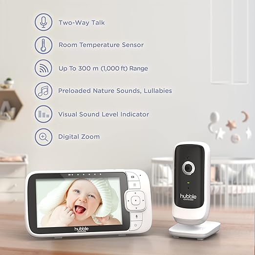 Hubble Nursery View Premium Twin – Dual Camera Smart Baby Monitor with 5” Display & Wi-Fi