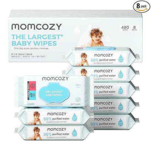 Momcozy Baby Wipes Unscented & Hypoallergenic 480 Count - Adenzo Comfies