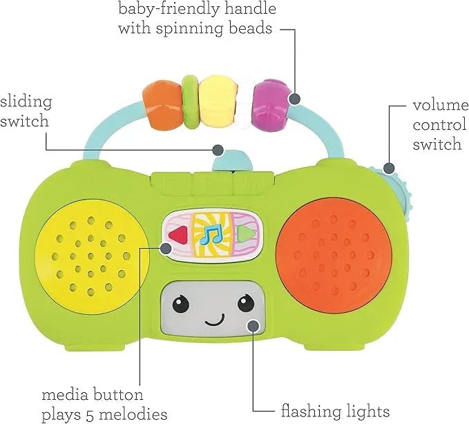 Infantino Music And Light Pretend Mini Boombox Suitable for 6 Months And Above - Adenzo Comfies