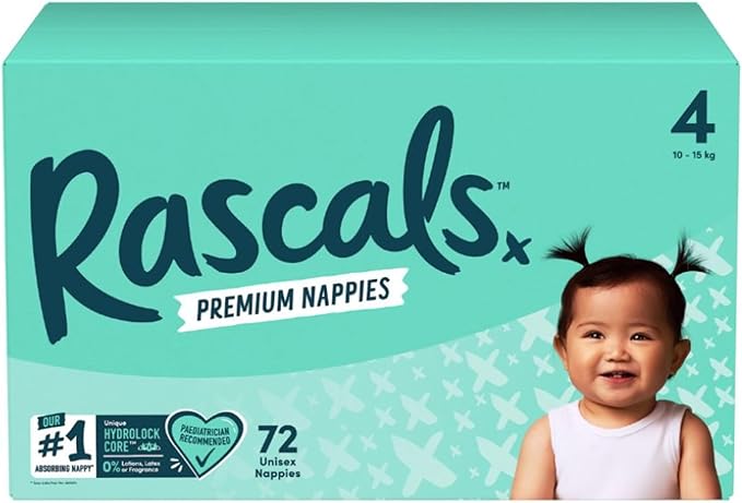 Rascals Premium Baby Diapers - Comfortable & Leak-Proof Diaper for Babies - Soft & Gentle Diapers Size 1 to size 7 - Jumbo Box