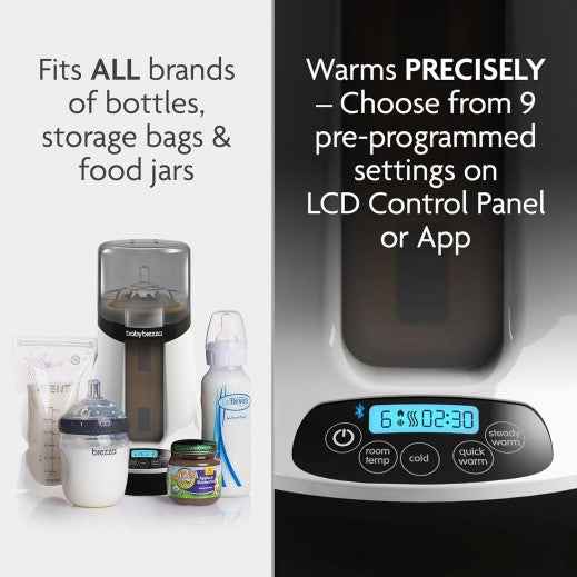 Baby Brezza Safe & Smart Electric Bottle Warmer, Breastmilk + Food Defroster - Universal Fits All Feeding Bottles: Glass Plastic . - Adenzo Comfies