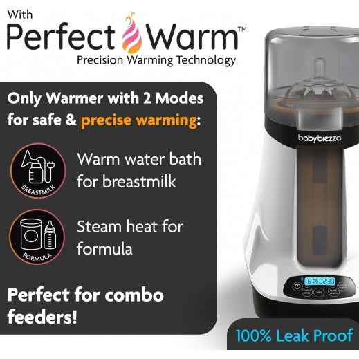 Baby Brezza Safe & Smart Electric Bottle Warmer, Breastmilk + Food Defroster - Universal Fits All Feeding Bottles: Glass Plastic . - Adenzo Comfies