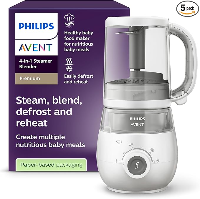 Philips Avent Premium 4 - in - 1 Steamer Blender, Baby Food Maker, Steam, Blend, Defrost, Reheat, Dishwasher Safe, Model SCF883/02 - Adenzo Comfies