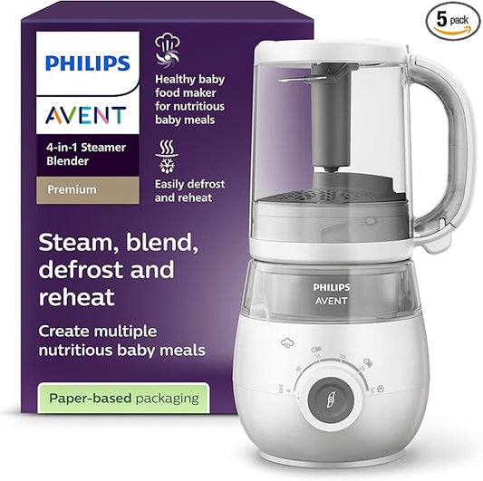 Philips Avent Premium 4 - in - 1 Steamer Blender, Baby Food Maker, Steam, Blend, Defrost, Reheat, Dishwasher Safe, Model SCF883/02 - Adenzo Comfies