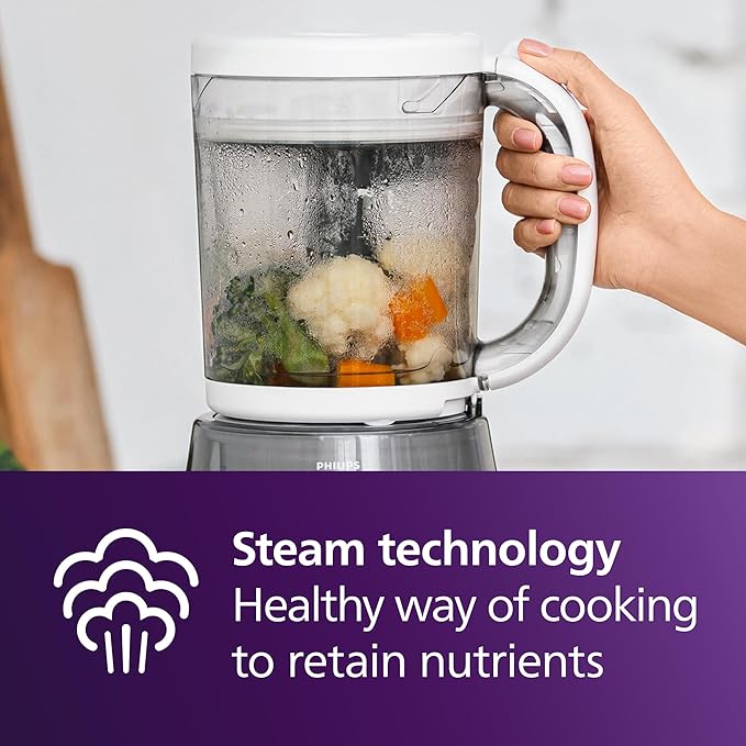 Philips Avent Premium 4 - in - 1 Steamer Blender, Baby Food Maker, Steam, Blend, Defrost, Reheat, Dishwasher Safe, Model SCF883/02 - Adenzo Comfies