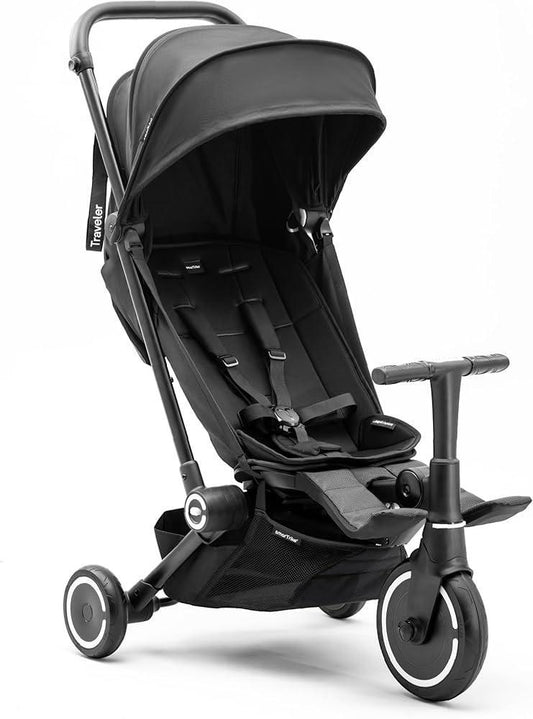 Smartrike Traveler 4 - in - 1 Stroller Tricycle – Onyx Black & Forest Green - Adjustable, Lightweight, Foldable, Toddler Trike, Baby Stroller, Safe and Durable TC5900800 - Adenzo Comfies