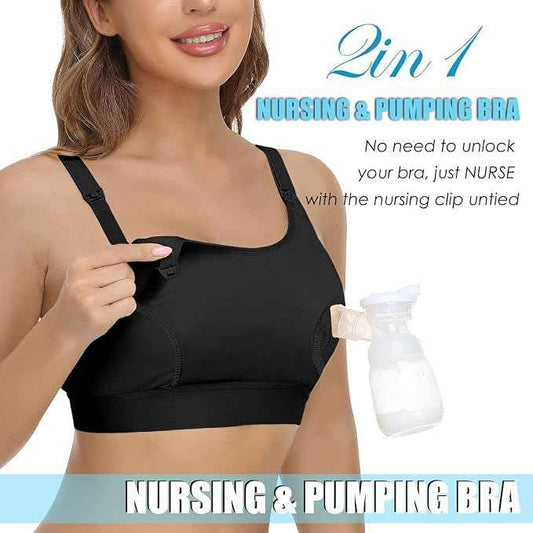 Hands Free Pumping Bra Hands Free Breast Pumping Bra Nursing Bras for Pumping Adjustable Breast Pumps Holding and Holding Nursing Bra -Large .